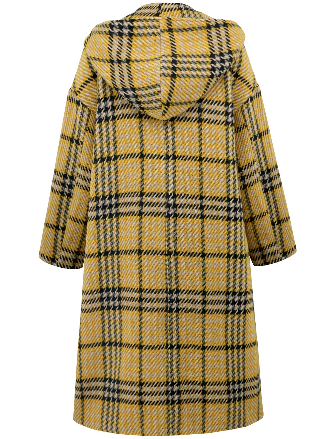 Plaid Double-Breasted Long Sleeve Longline Coat