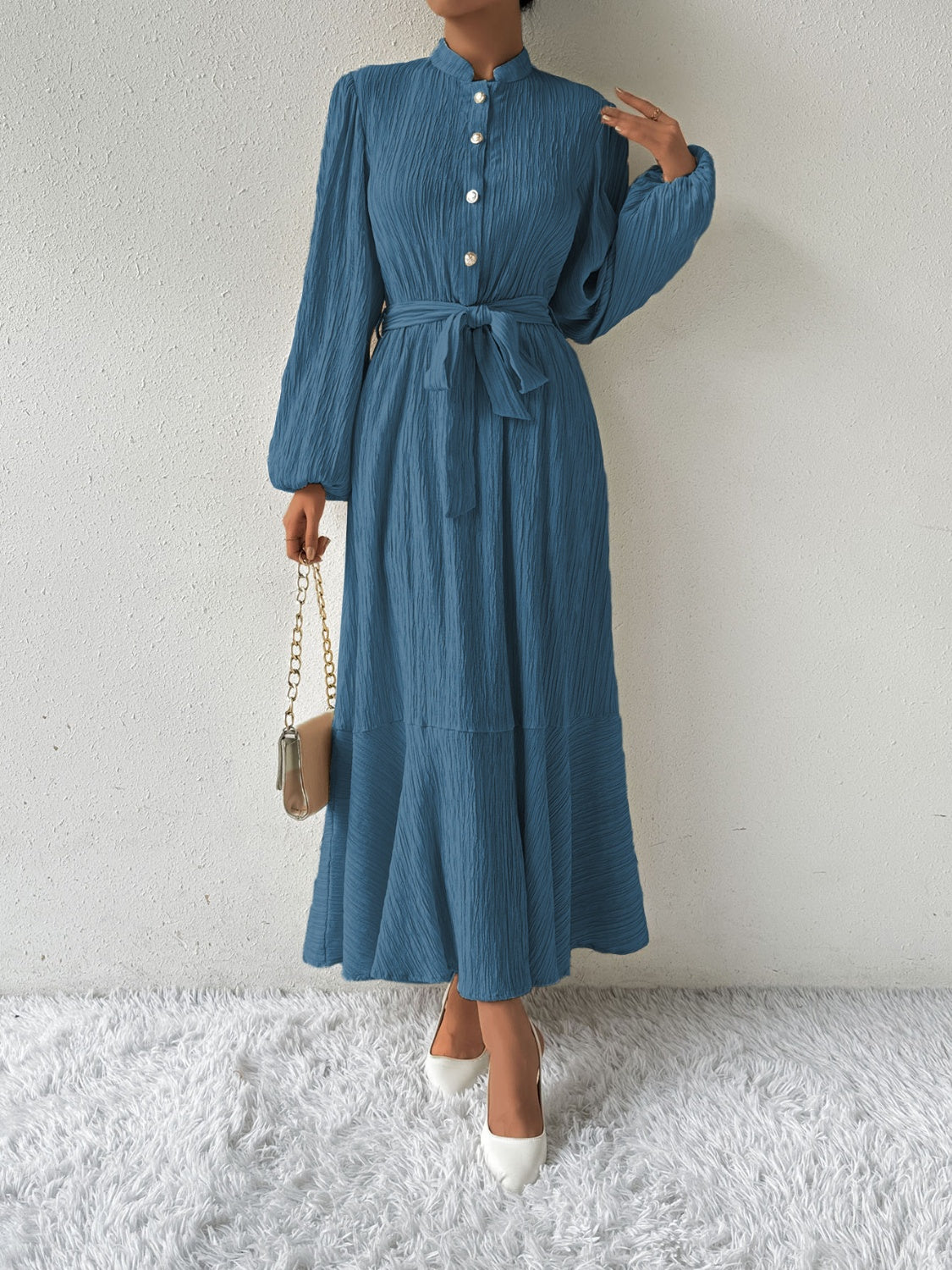 Honey Tie Waist Long Sleeve Dress