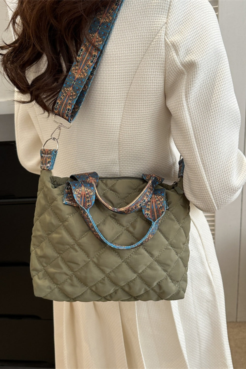 Bubble Textured Printed Strap Handbag